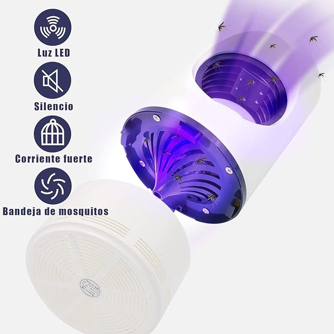Trampa Lámpara Led Luz UV Mata Mosquitos