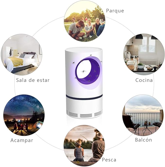 Trampa Lámpara Led Luz UV Mata Mosquitos